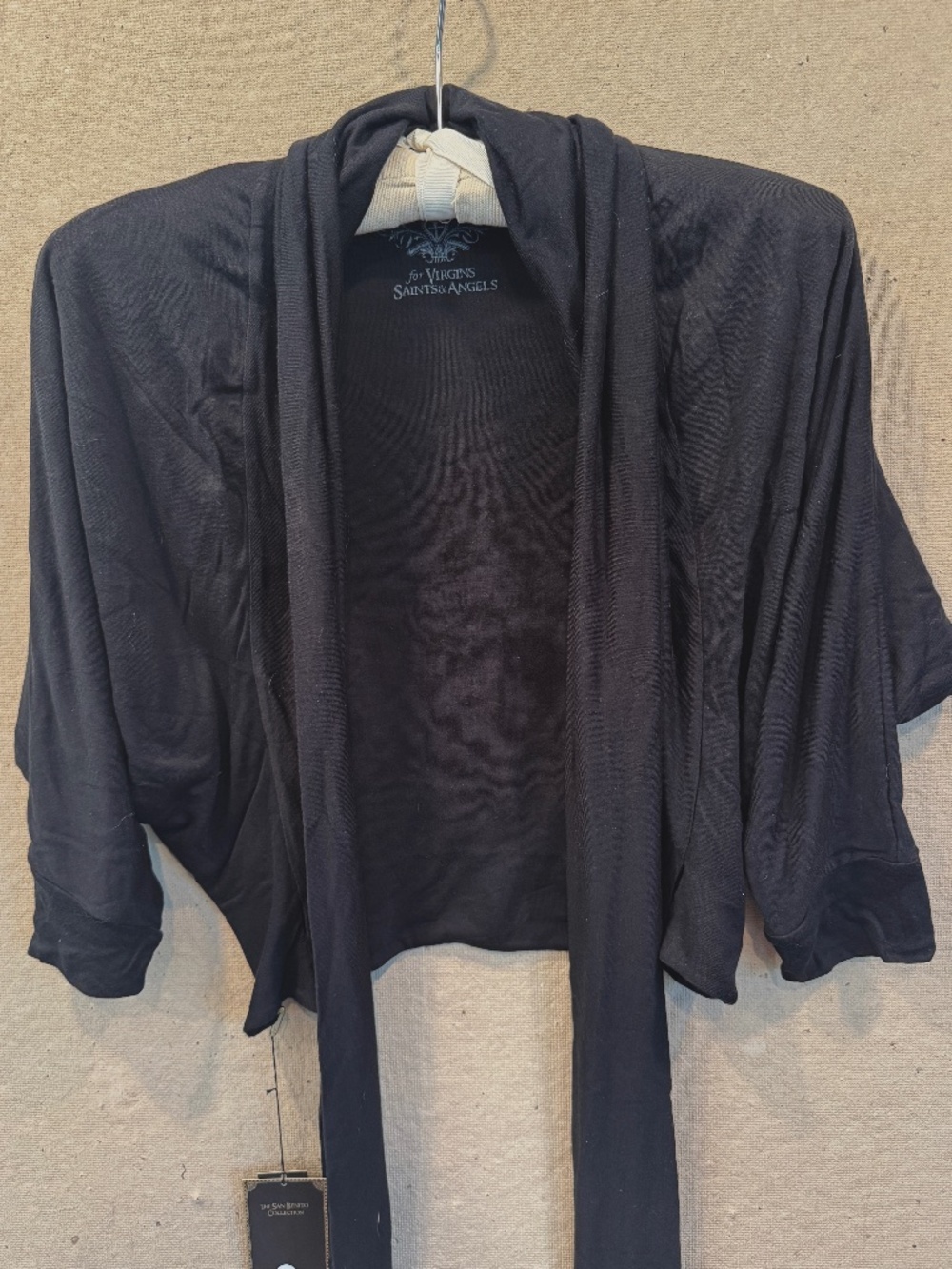 Simone Le Blanc for Virgin Saints and Angels short black draped  jacket